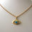 Thumbnail: GENUINE SOLID 9K 9ct YELLOW Gold SAPPHIRE Evil Eye Necklace Pendant GIFT