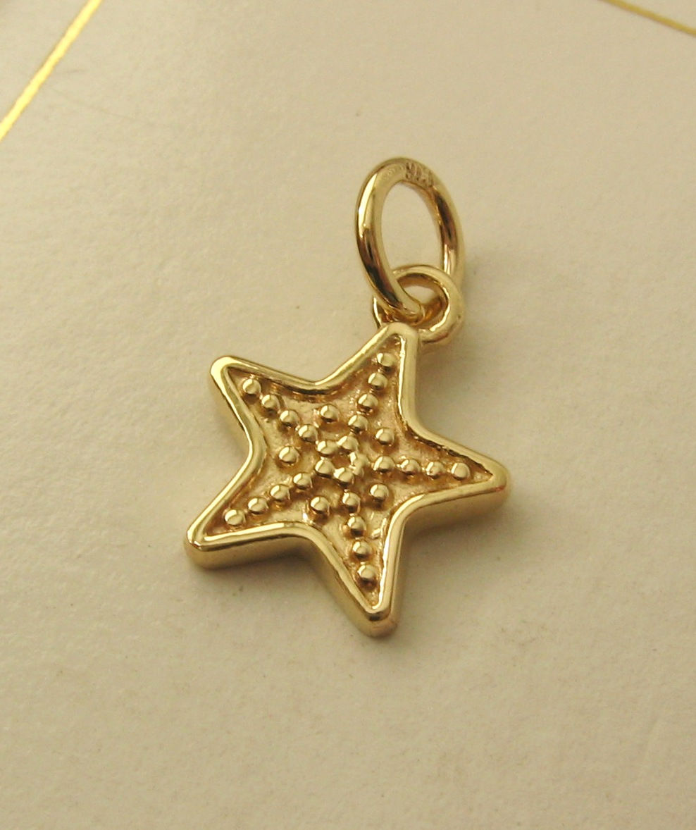 GENUINE SOLID 9ct YELLOW GOLD 3D Starfish Sea Ocean HOLIDAY CHARM/PENDANT GIFT