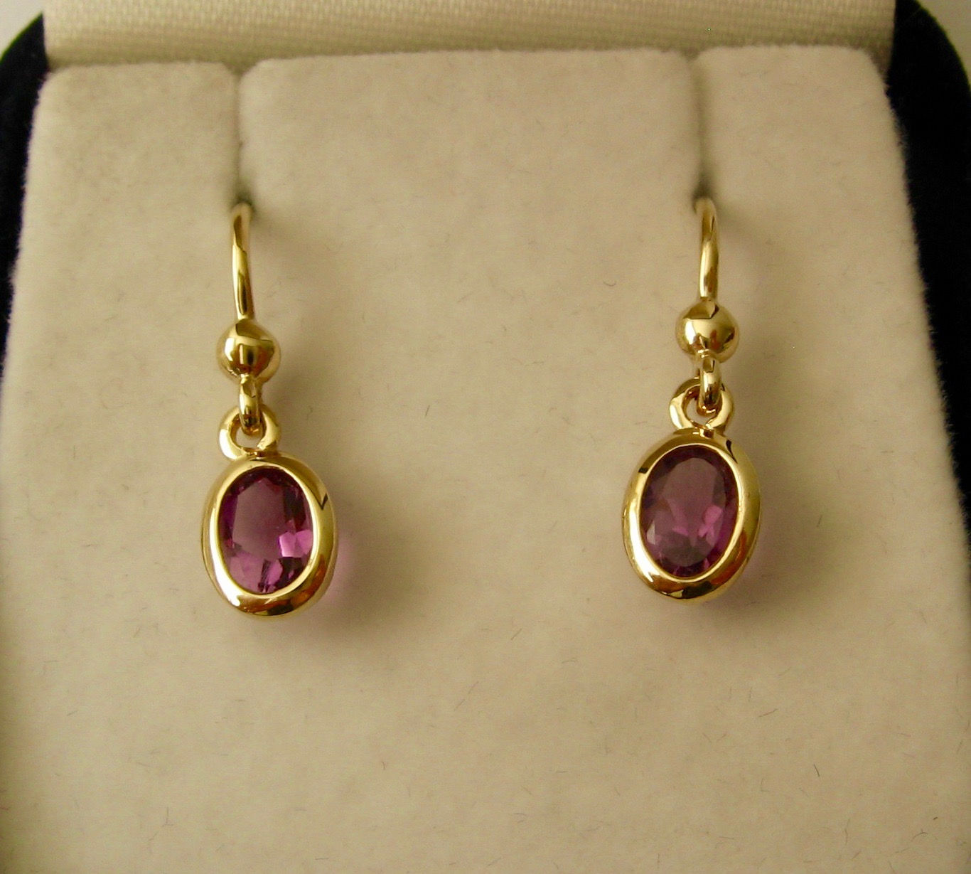 7x5 mm Genuine SOLID 9K 9ct YELLOW GOLD February Birthstone Amethyst Earrings