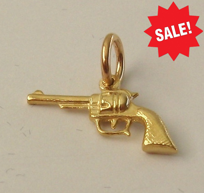 GENUINE SOLID 9ct YELLOW GOLD 3D SMALL RIFLE CHARM/PENDANT