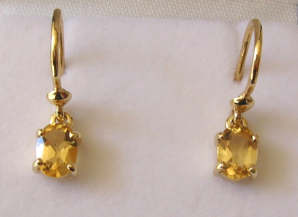 8x6mm Genuine SOLID 9K 9ct YELLOW GOLD November Birthstone Citrine Earrings