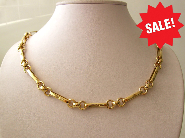 Genuine SOLID 9ct YELLOW GOLD Albert Chain Necklace with Clasp
