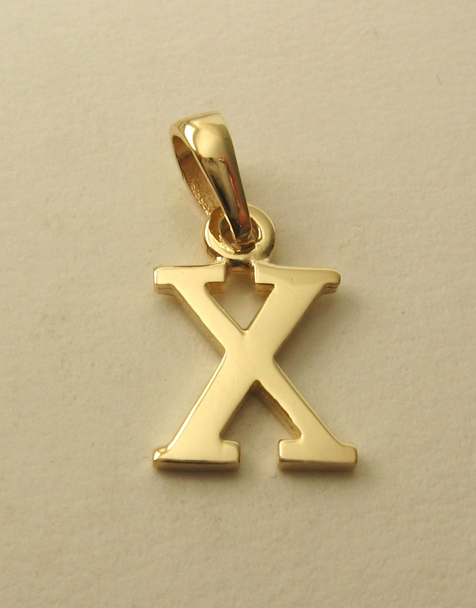 Thumbnail: Genuine SOLID 9K 9ct YELLOW GOLD 3D Initial X Letter Pendant