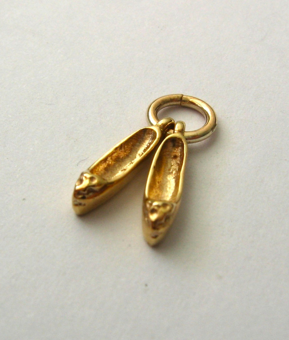 Thumbnail: GENUINE 9ct YELLOW GOLD 3D BALLET DANCE SHOES CHARM/PENDANT GIFT