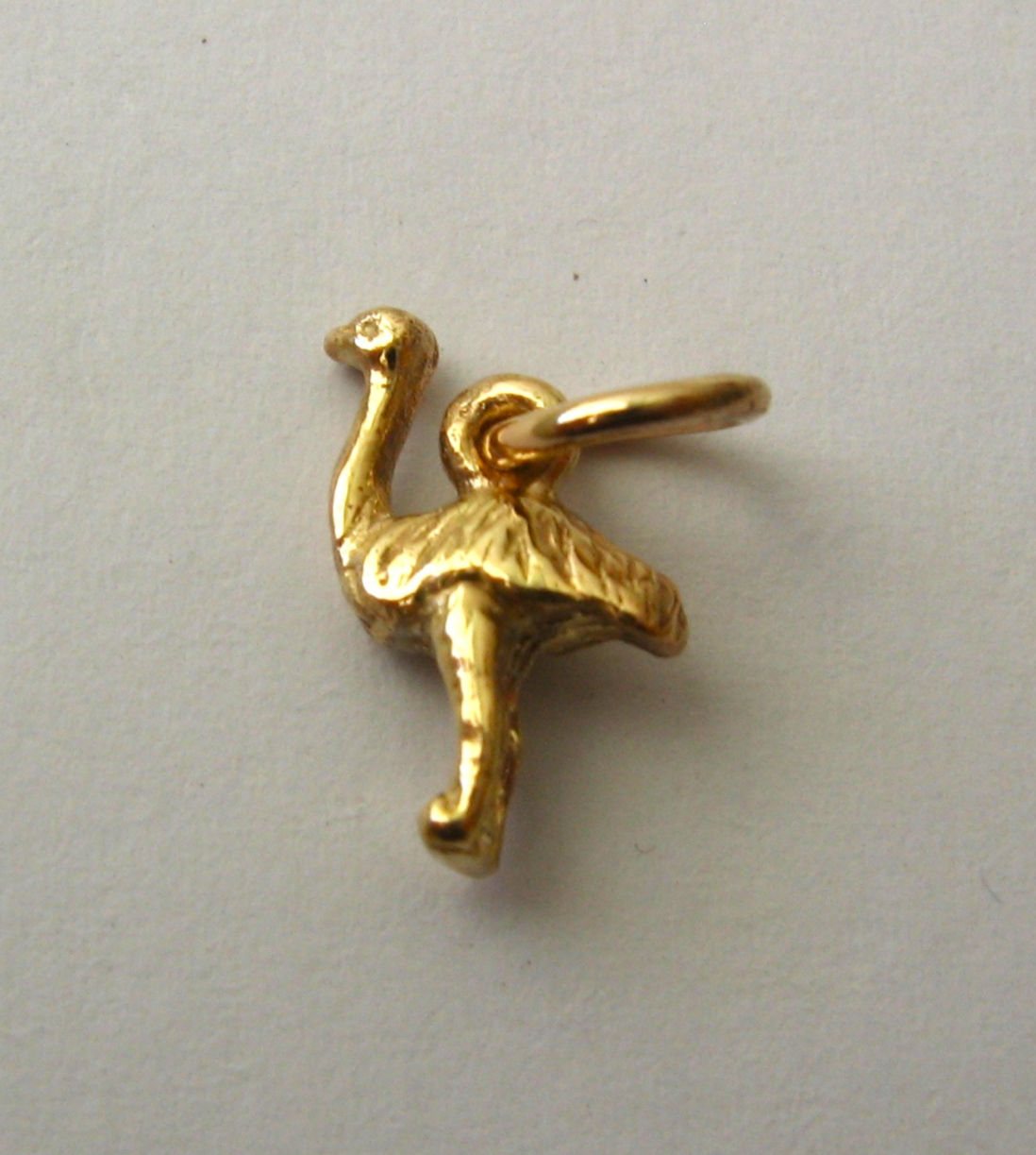 GENUINE SOLID 9ct YELLOW GOLD 3D EMU Ostrich BIRD ANIMAL CHARM/PENDANT