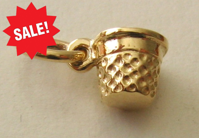 GENUINE SOLID 9ct YELLOW GOLD 3D SEWING THIMBLE CHARM/PENDANT