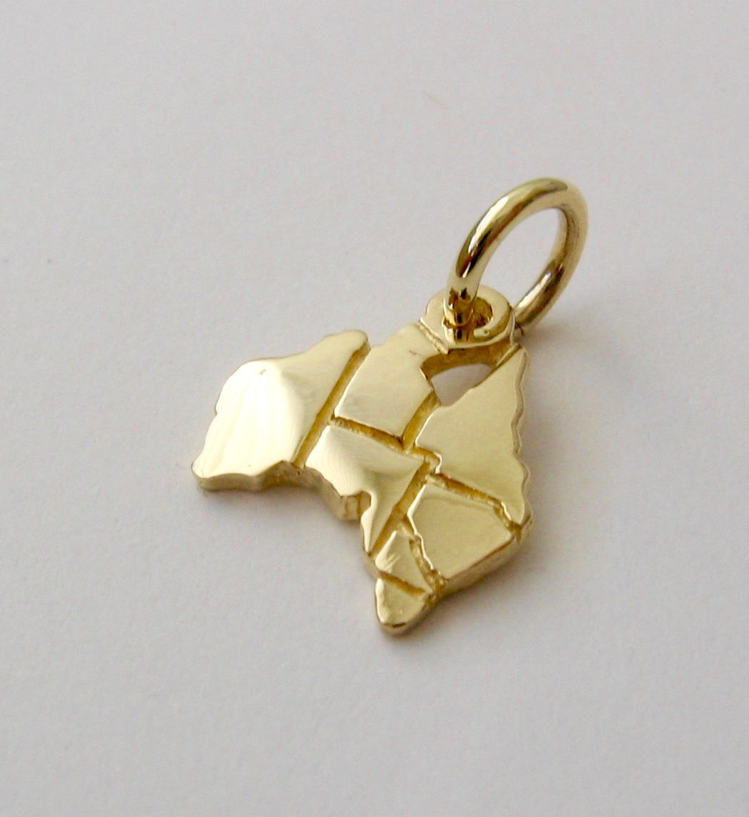 GENUINE SOLID 9ct YELLOW GOLD AUSTRALIA MAP CHARM/PENDANT