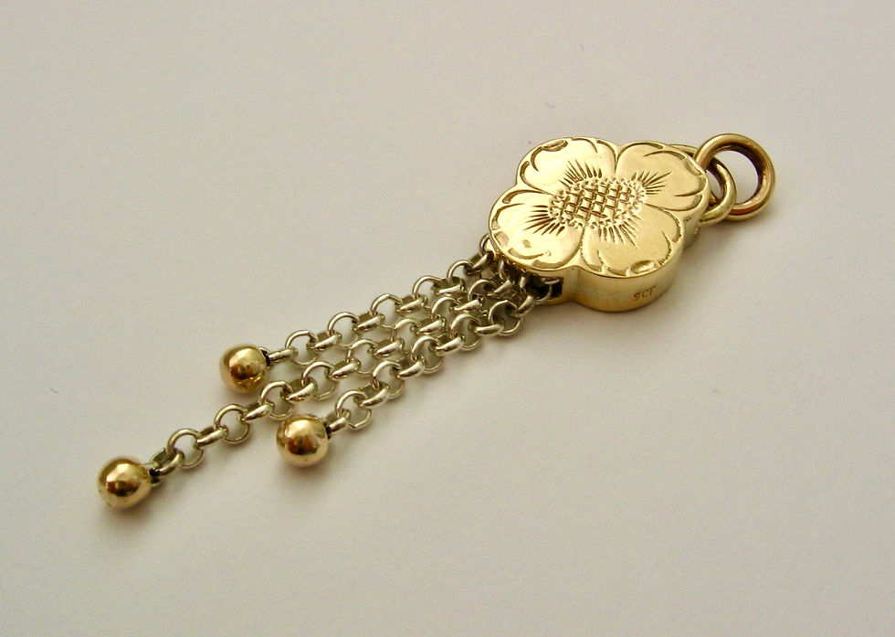 Thumbnail: GENUINE SOLID 9K 9ct YELLOW GOLD VINTAGE Design Victorian Albertina Tassel Pen