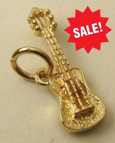 GENUINE SOLID 9ct YELLOW GOLD 3D ACOUSTIC GUITAR MUSIC INSTRUMENT CHARM PENDANT