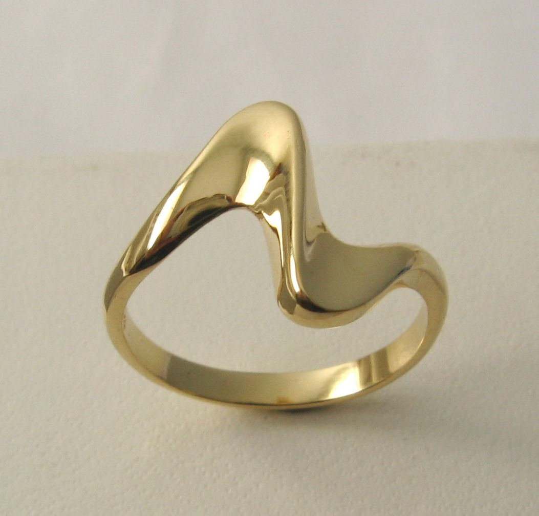 Size O - 7.5 US GENUINE 9K 9ct YELLOW GOLD HEART BEAT DESIGNER LOVE RING