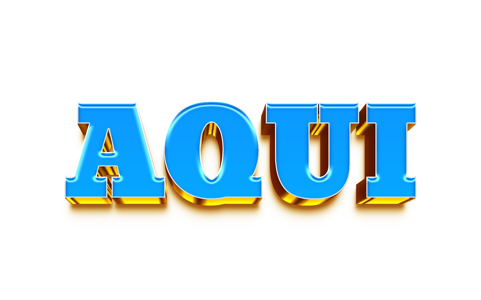 AQUI: texto en 3D azul y dorado