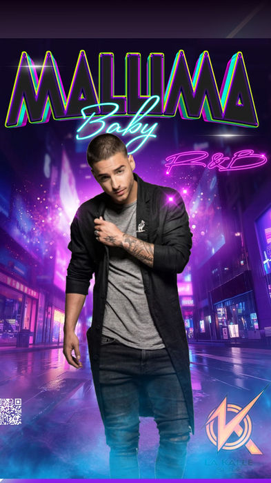 Maluma poses for a photo with "Baby" text in neon lights and logo My Site 12