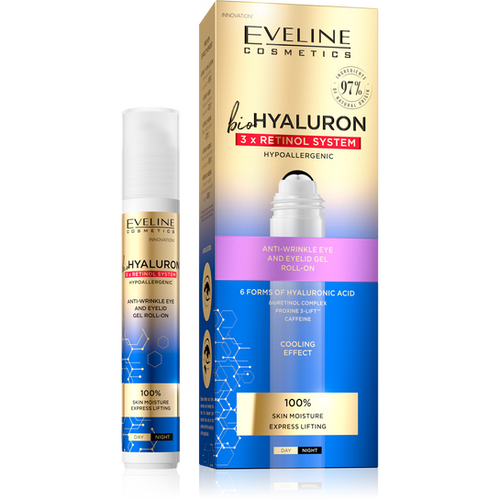 1Pc BIO HYALURON 3X RETINOL SYSTEM ANTIWRINKLES UNDER EYE & EYELID GEL ROLLON EveClinik