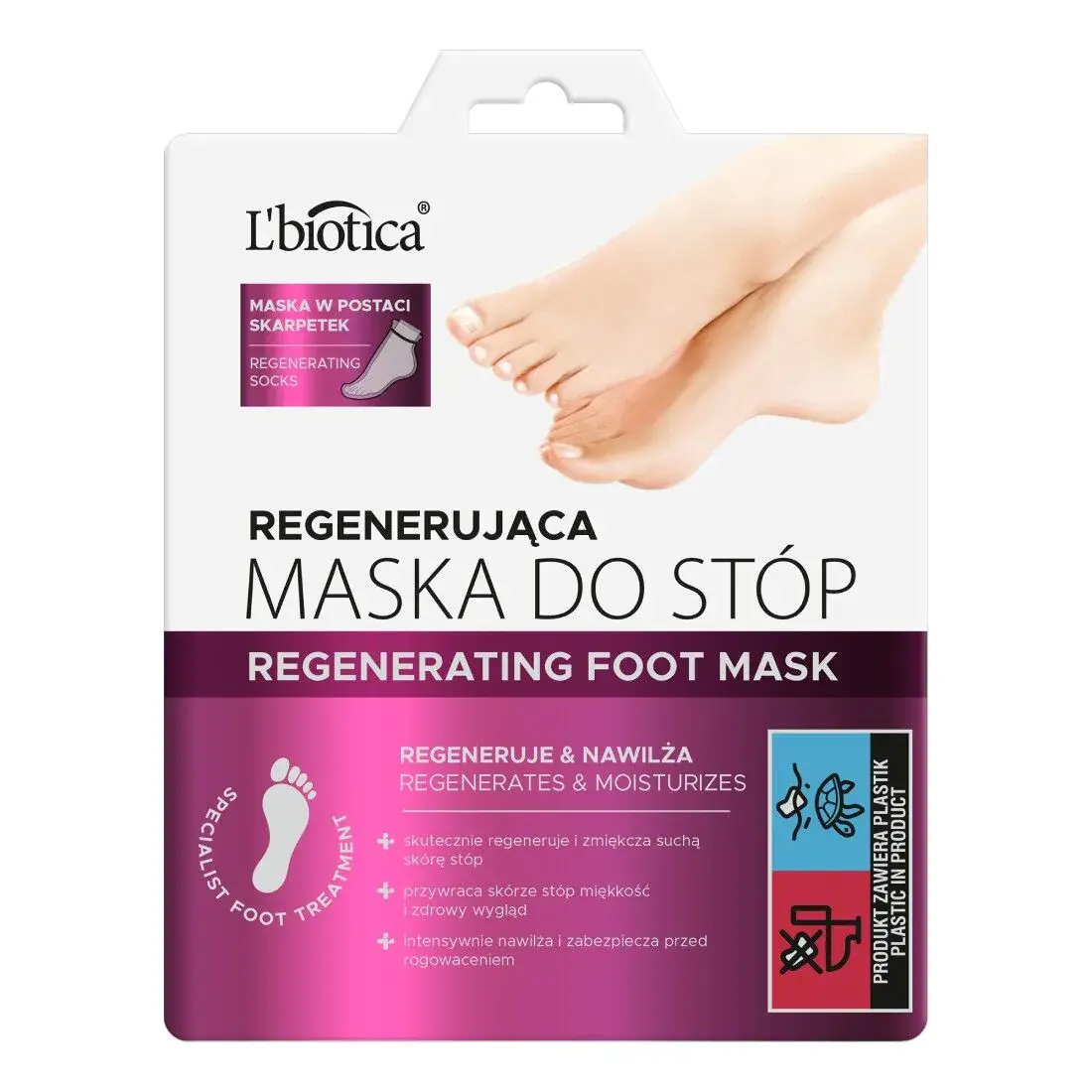 1Pc L'Biotica Regenerating Foot Mask Socks Regeneration and hydration/one pair