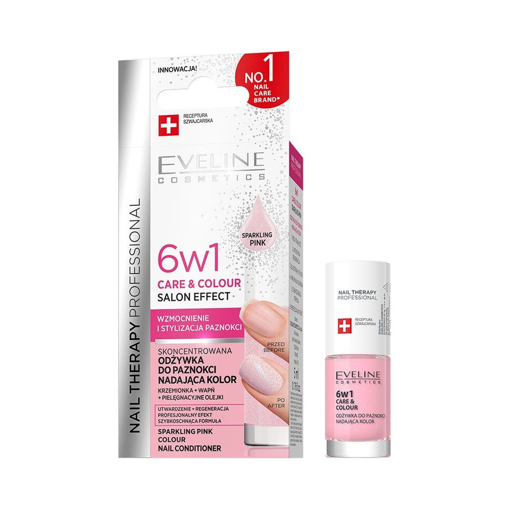 3Pcs Nail Therapy Professional conditioner 6in1 SPARKLING PINK 5ML