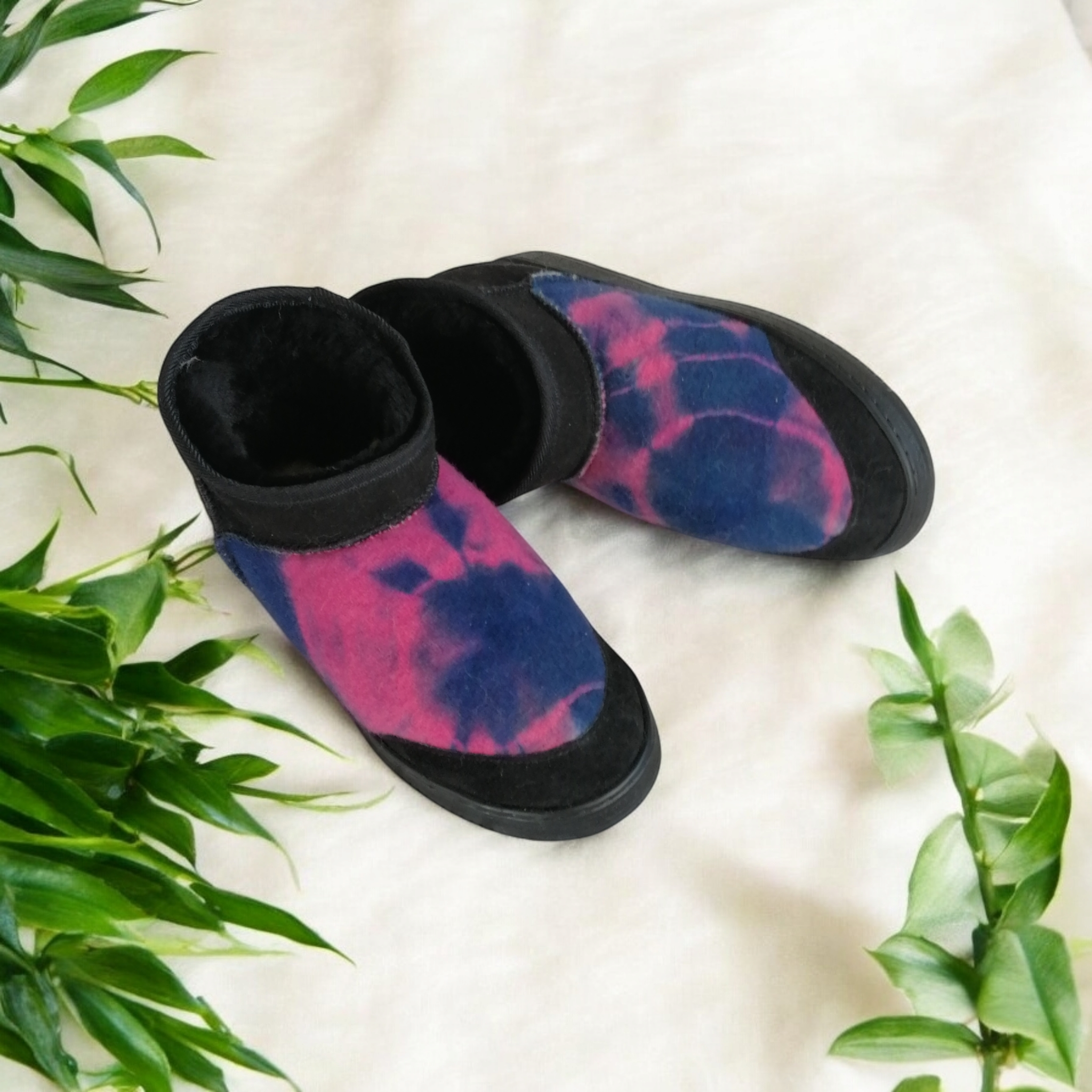 Blue & Pink Tie dyed Merino Wool Boots
