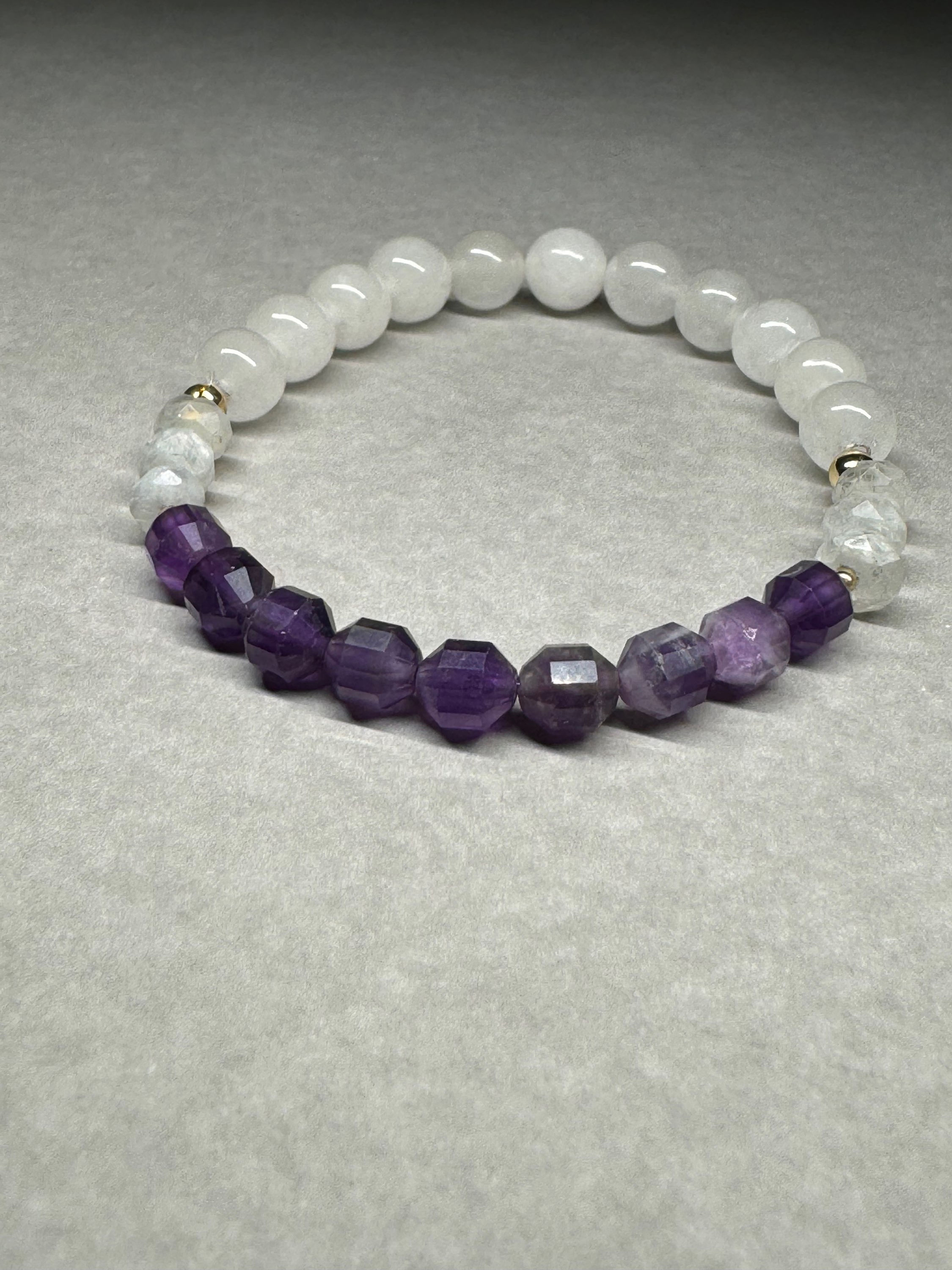 Amethyst & White Jade Bracelet