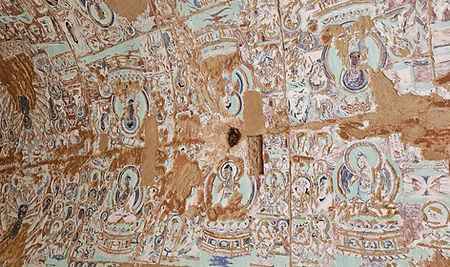 Fresco in de Grotten van Bezeklik bij Turpan