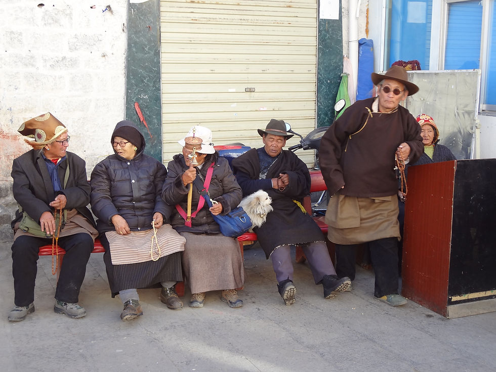 Rustende pelgrims in Tibet