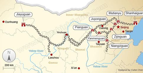 Overzicht van de Chinese Muur in China