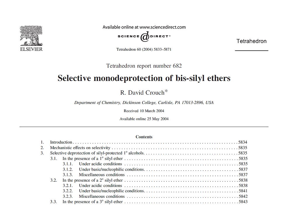 From The Archives Crouch s Selective Monodeprotection Of Bis silyl from-the-archives-crouch-s-selective-monodeprotection-of-bis-silyl