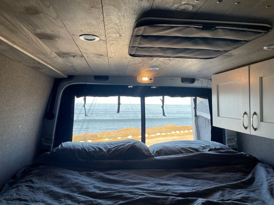 Ocean view from van bed