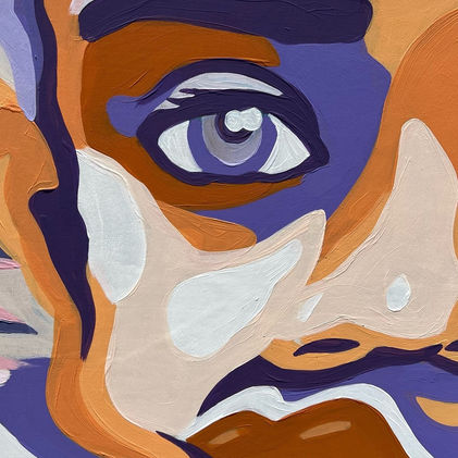 detalle de pintura mural en vivo con retrato y trazos orgánicos realizada en Festival Envision Uvita Costa Rica