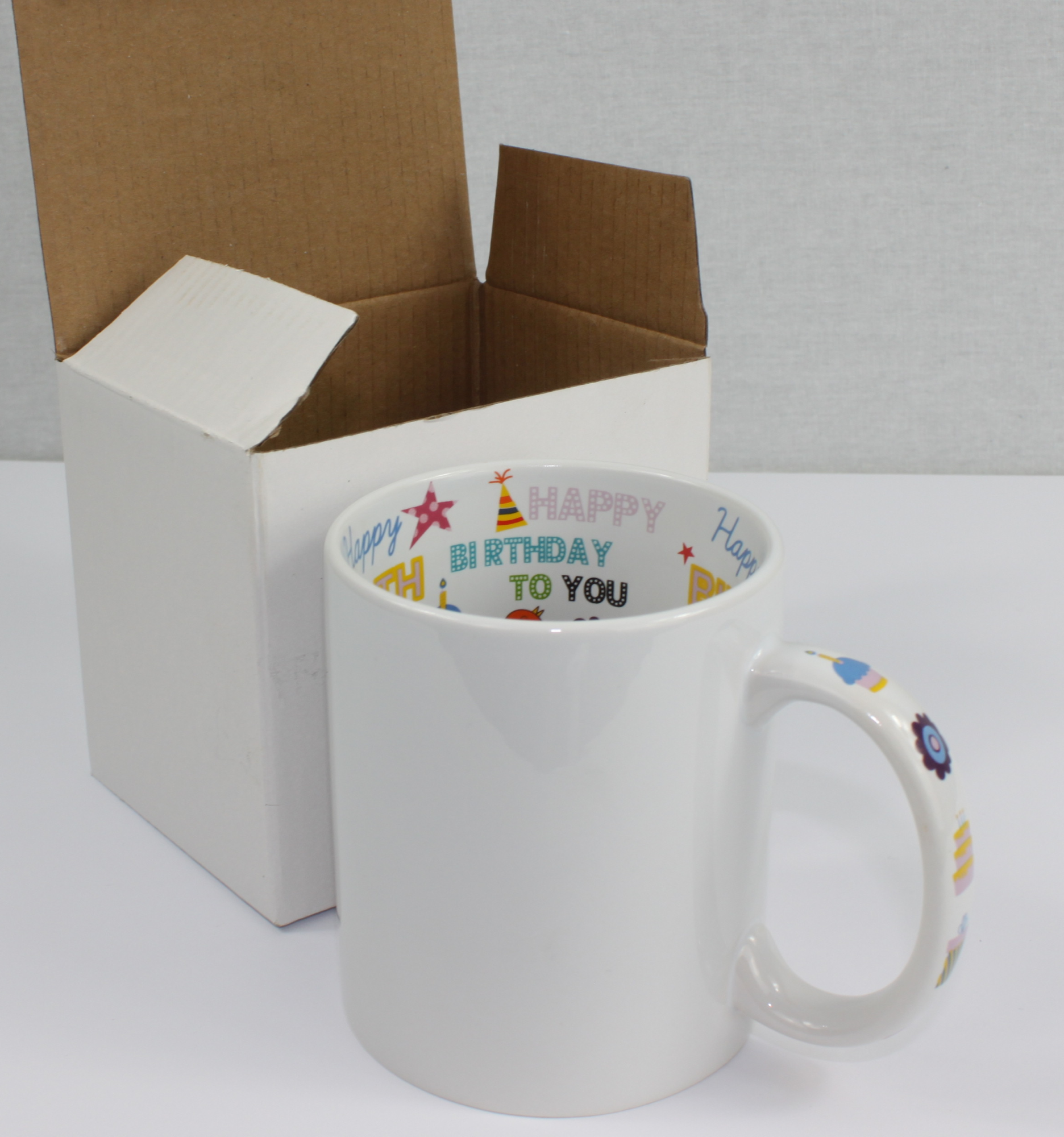 Happy Birthday Ceramic Mug White 325ml Six Pack
