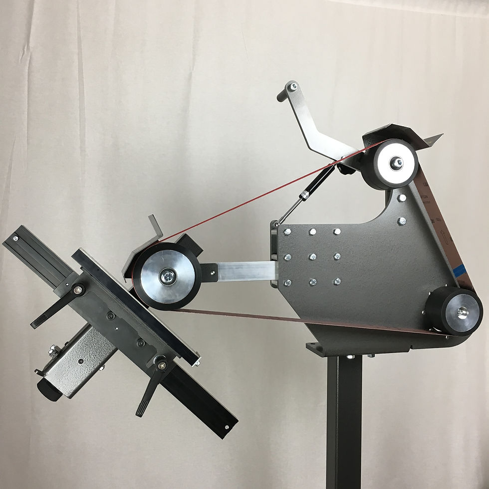 Thumbnail: Strap on Surface Grinder Attachment on 84 Engineering 2x72 Belt Grinder side view