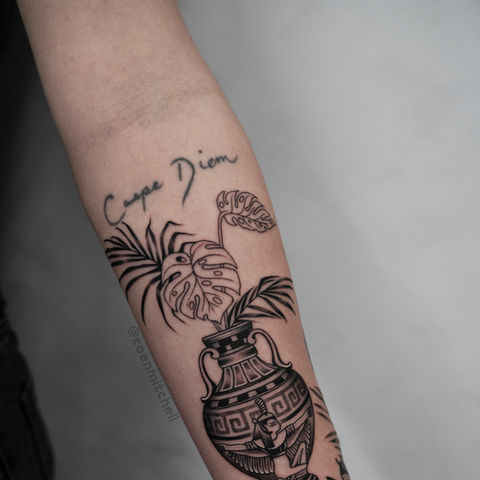 Pottery tattoo done by Coen Mitchell Tattoo Gold Takapuna Auckland New Zealand