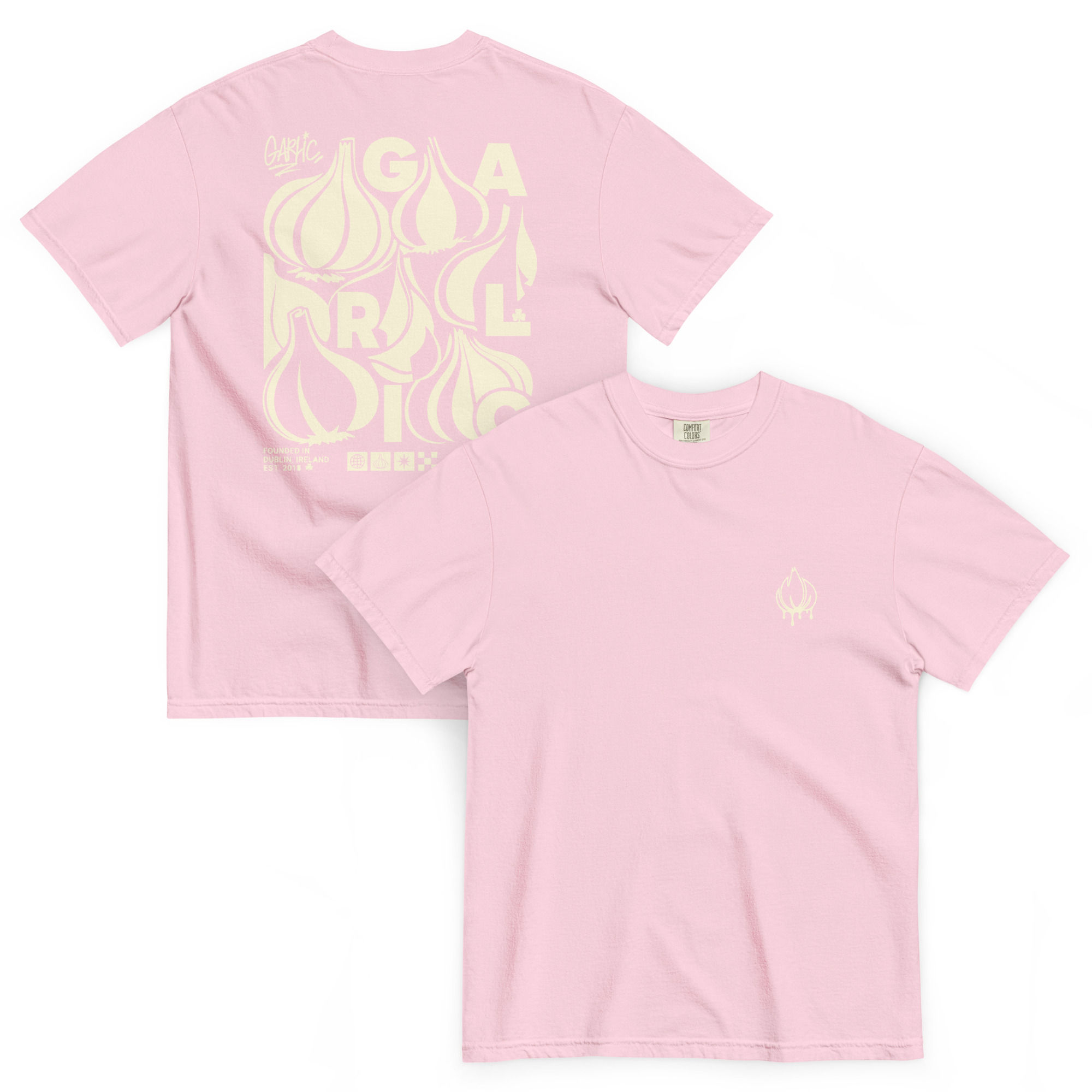 Candy Floss Garlic Drip t-shirt (Cream design)