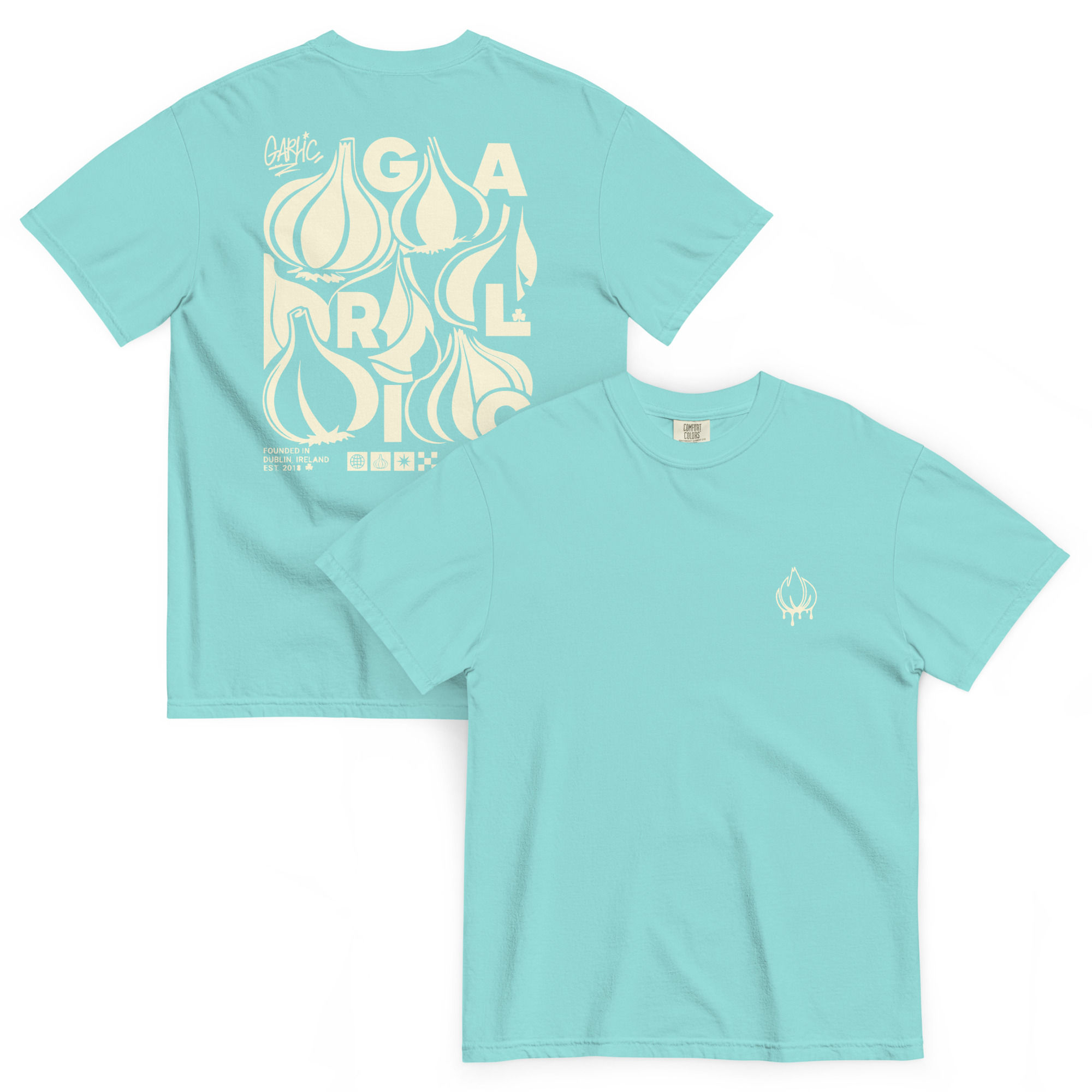 Lagoon Blue Garlic Drip t-shirt