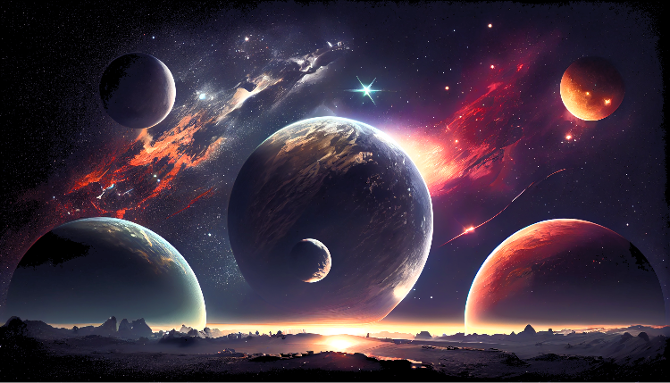 gezegenlerle dolu karanlık gökyüzü