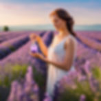 lady standing in a Lavender field filling a small bottle with lavender oil.jpg