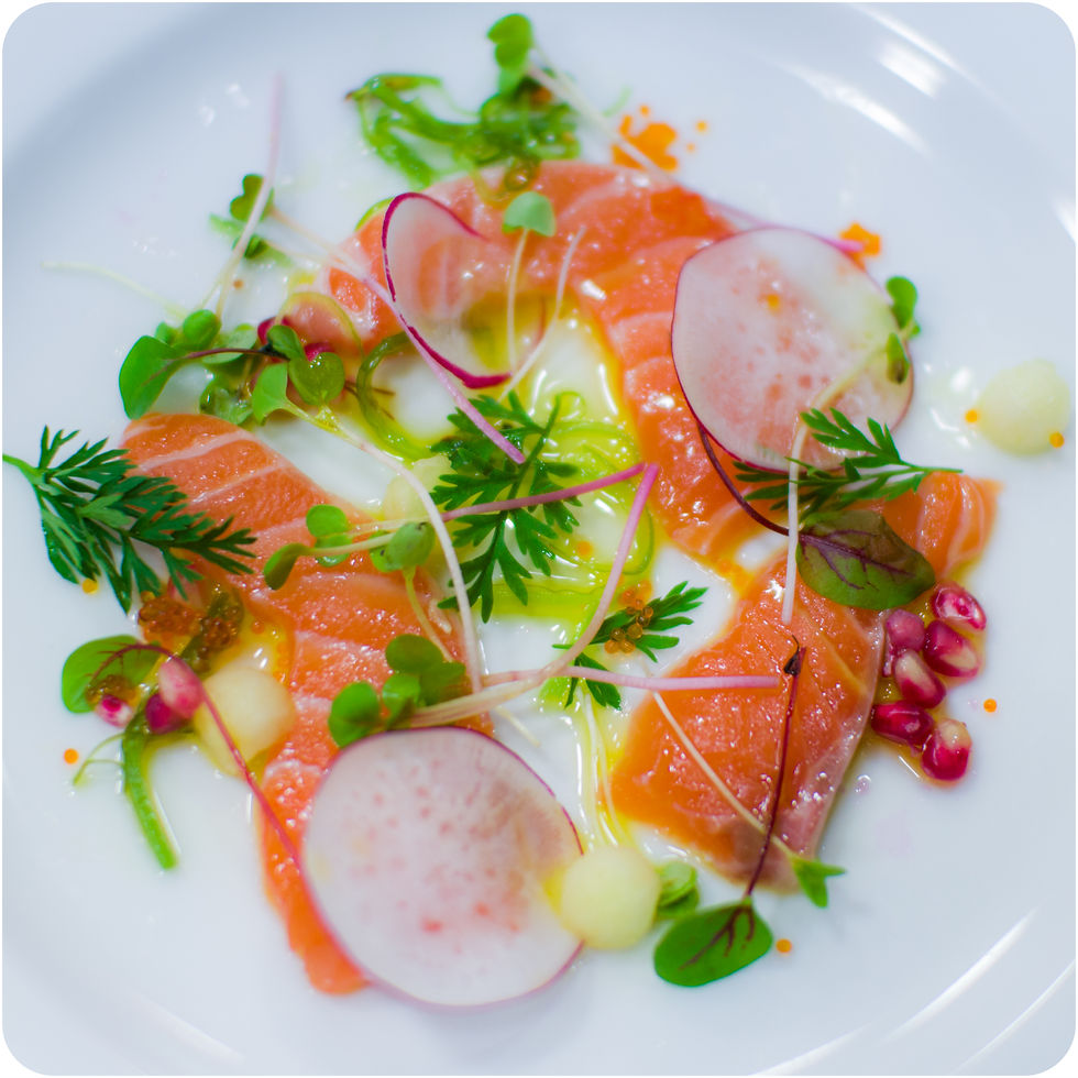 Salmon with fresh cream and radish