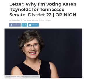 Letter from a constituent: Why I’m voting Karen Reynolds for Tennessee Senate, District 22 | OPINION