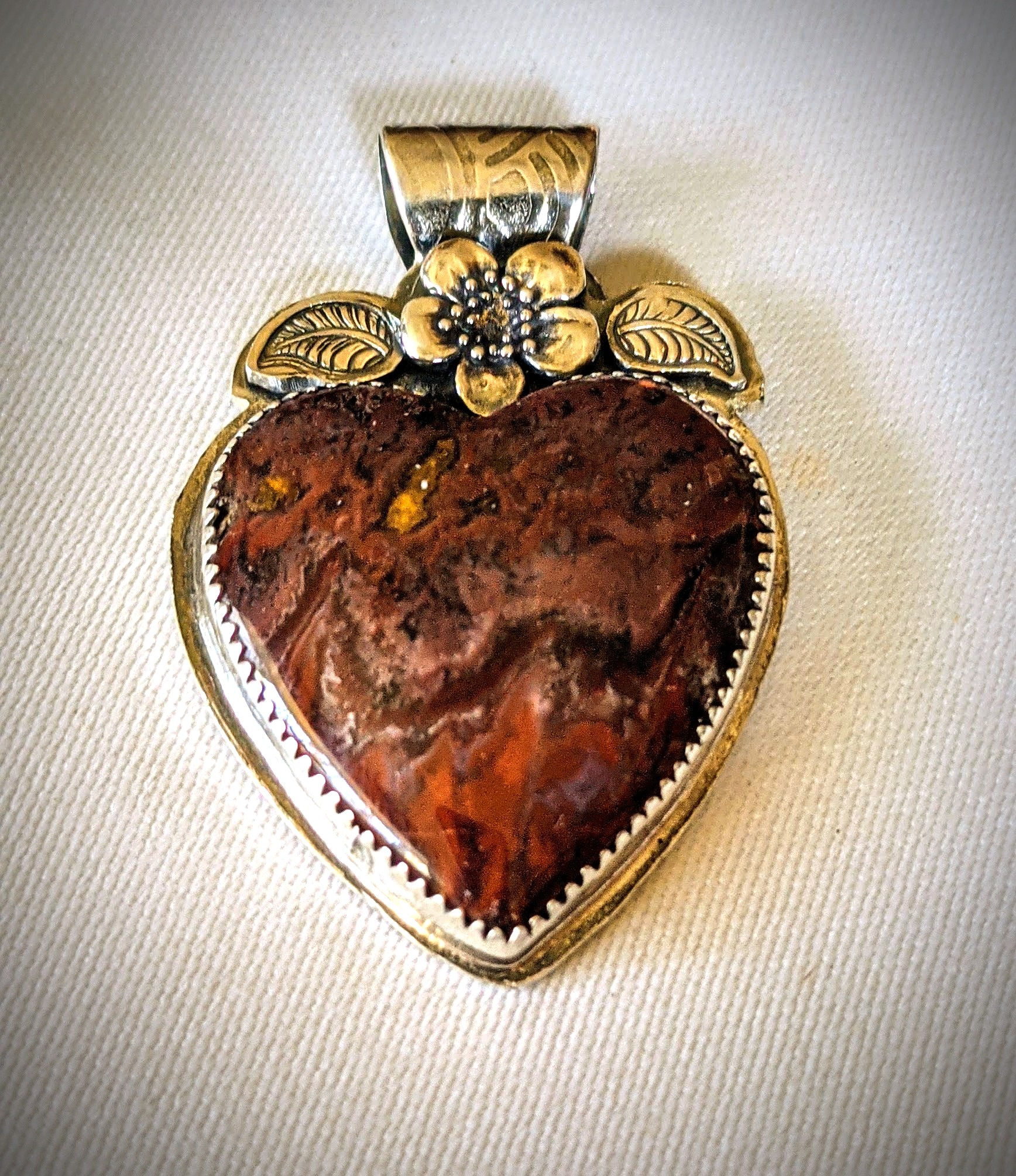 Agate and sterling silver heart