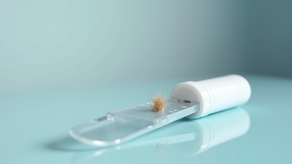 Close-up view of a hair follicle drug test kit on a clean surface