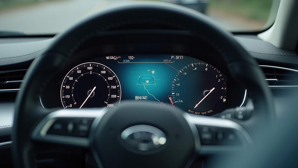 Close-up view of a vehicle dashboard showing telematics data for route optimisation