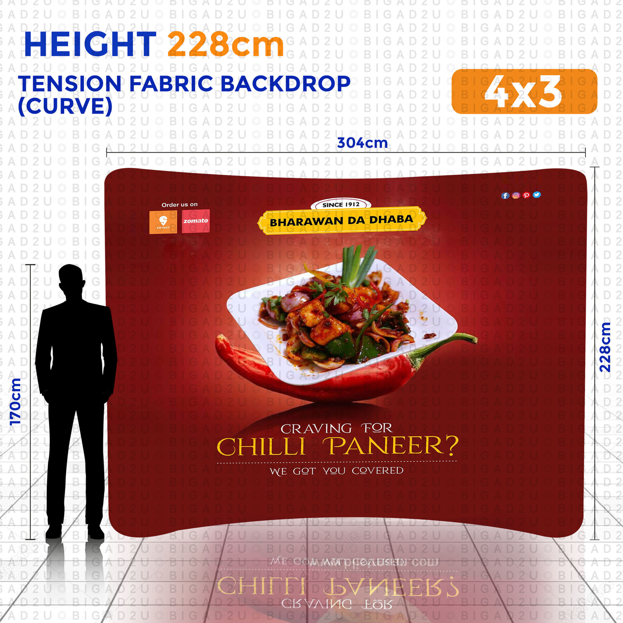 Tension Fabric Backdrop 4x3 (Curve) *10ft(W)x7.5ft(H)