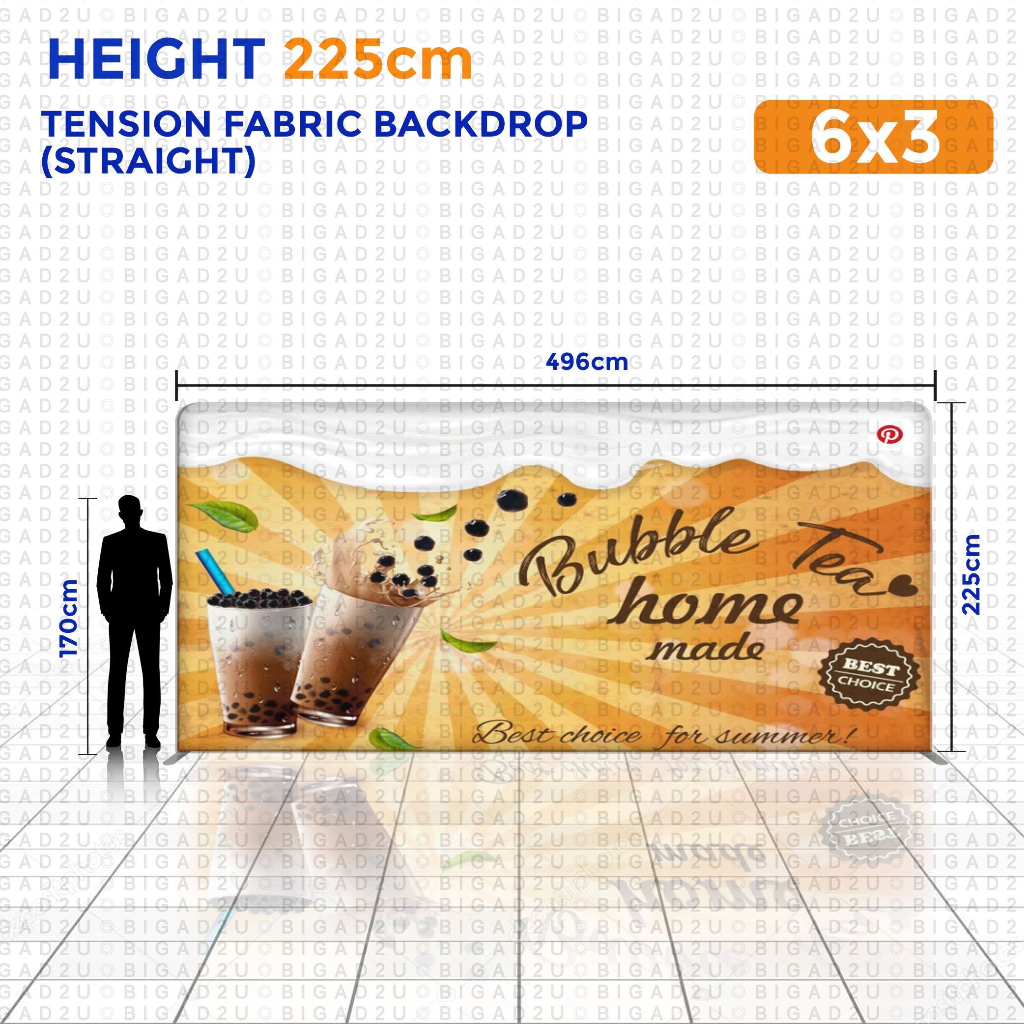 Tension Fabric Backdrop 6x3 (Straight) *496x225cm