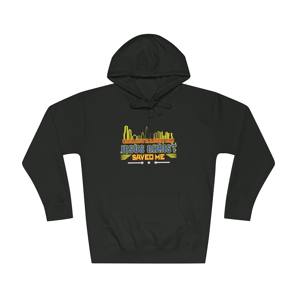Thumbnail: Chicago Raised Jesus Saved Unisex Fleece Hoodie