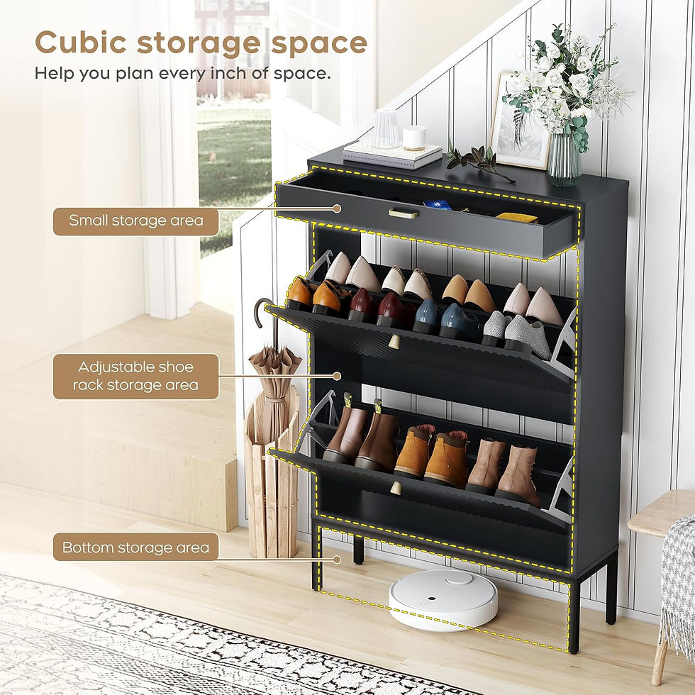 Thumbnail: Slim Wave Wood Shoe Cabinet_Dark Black