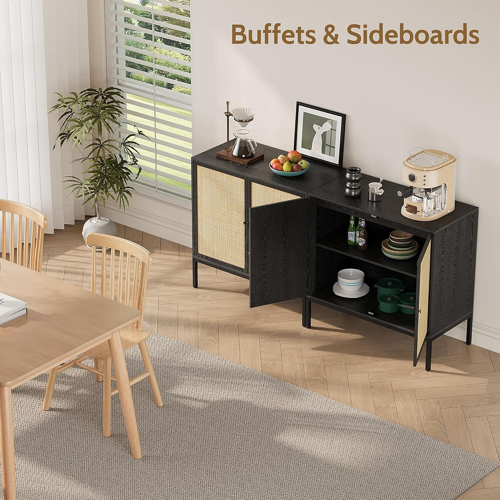 Thumbnail: Square Rattan Sideboard Cabinet_Black