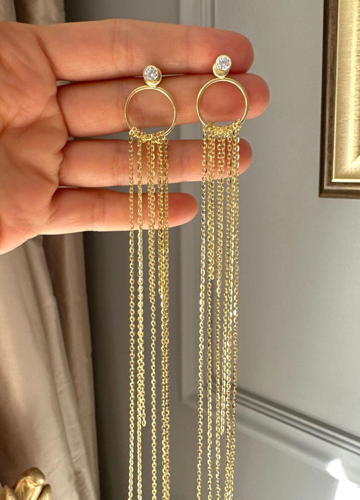 Sallantılı Zincir Küpe