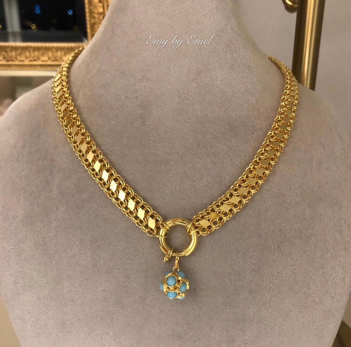 Turkuaz Uçlu Kalın Arpa Zincir