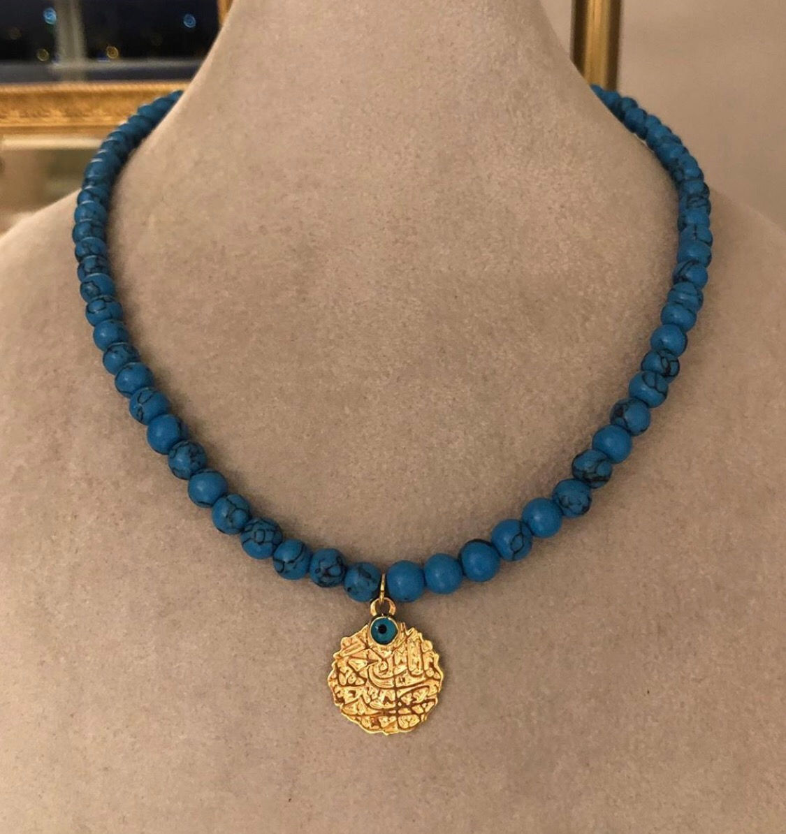 Dualı Turkuaz Taşlı Kolye