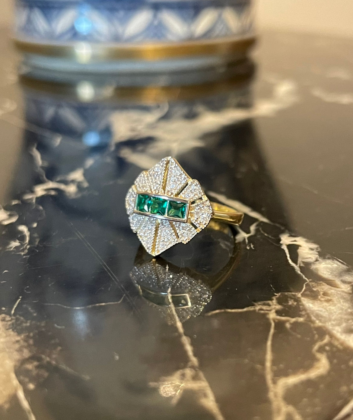 Yeşil Taşlı Merry Serçe Parmak Yüzüğü 