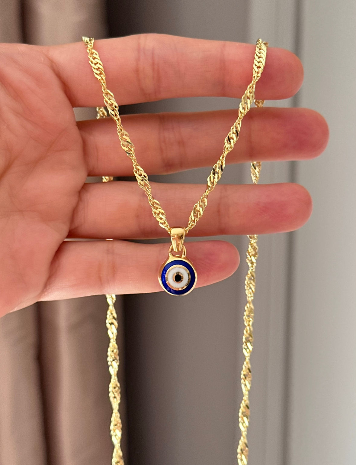 Mineli Nazar Boncuklu Singapur Zincir Kolye