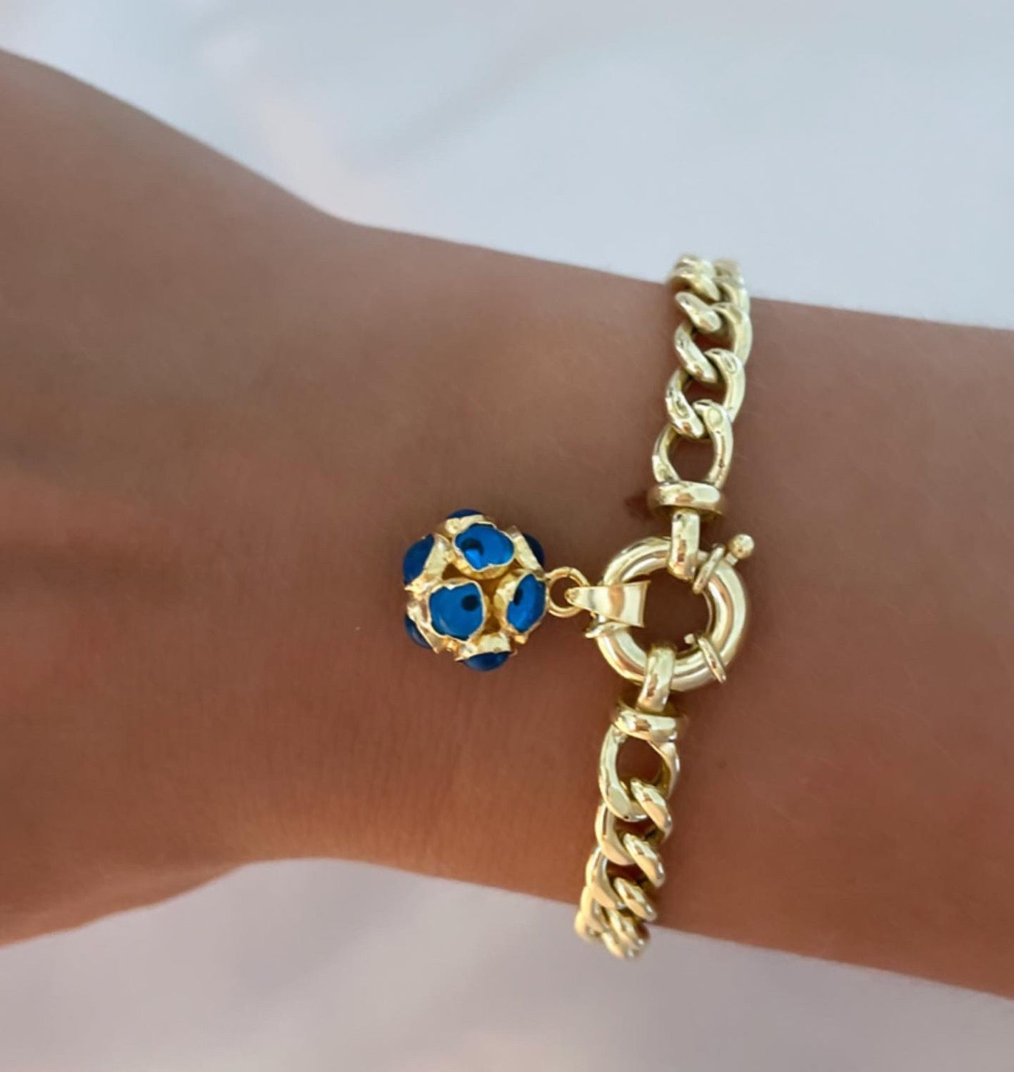 İşlemeli Nazar Boncuklu Kilit Bileklik